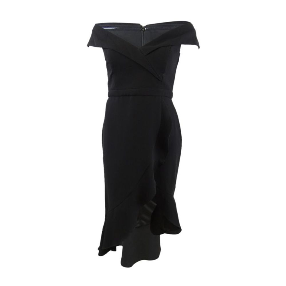 Xscape Women's Off-The-Shoulder Midi Dress (16, Black)